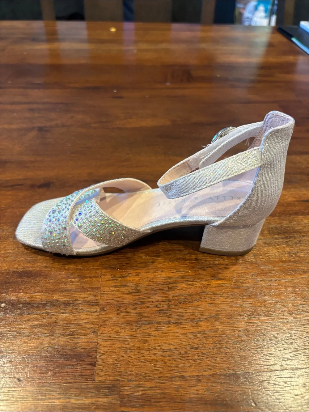 Kelly & Katie Glitter Cross-Strap Ankle Strap Sandals - silver. Size 13